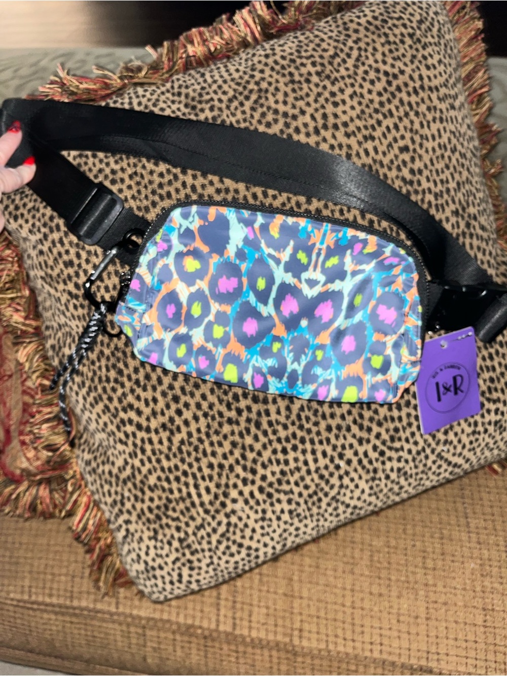 Iris& Rainbow Vibrant Leopard 57” Crossbody Bag